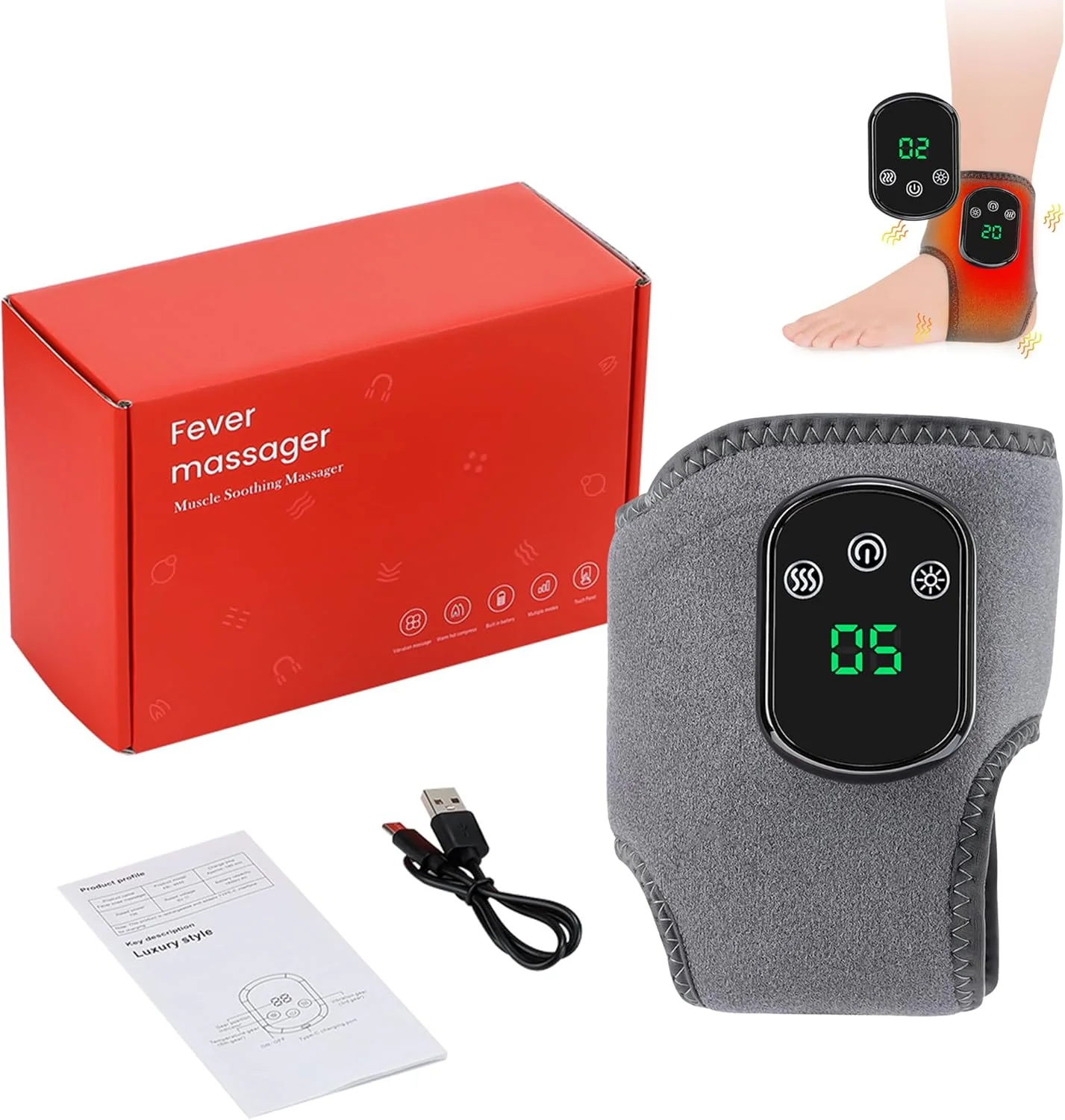 USB Rechargeable ankle and foot massager wrap